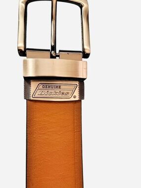 Dickies Tan And Black Reversible Leather Belt with Silver-Tone Buckle